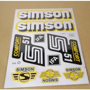 Nálepky Simson S51 Komfort Žlté Kpl