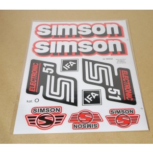 Nálepky Simson S51 Elektronik Červené Kpl