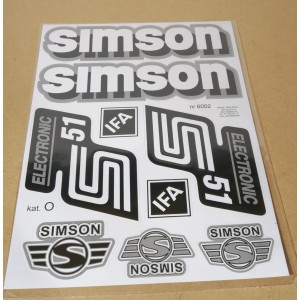 Nálepky Simson S51 Elektronik Strieborné Kpl