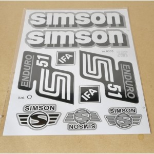 Nálepky Simson S51 Enduro Strieborné 