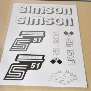 Nálepky Simson S51 Enduro Biele WGR