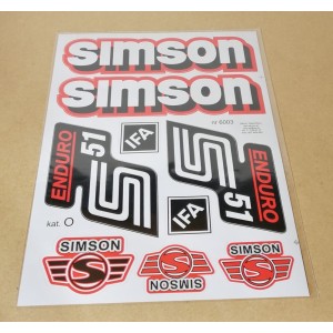 Nálepky Simson S51 Enduro Červené